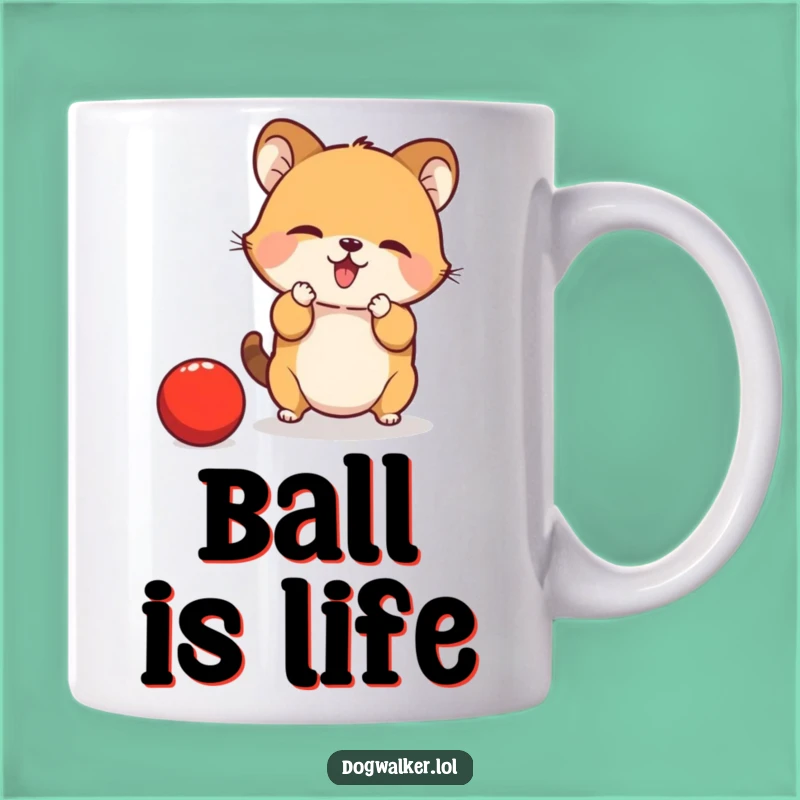 Funny Playful Animal Mug: Hilarious Ball Chase Gift