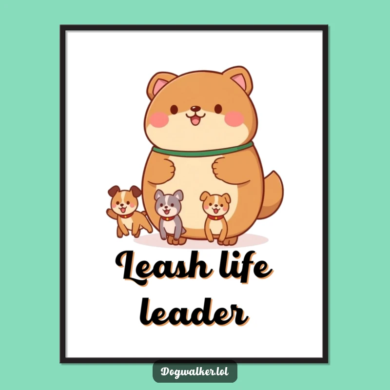 Funny Dog Walker Animal Digital Print: Joyful Canine Art for Instant Decor