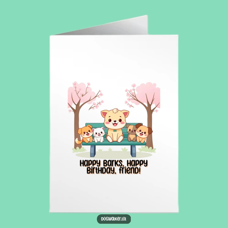 Free Printable Birthday Card: Cheerful Animal Dog Park Fun!