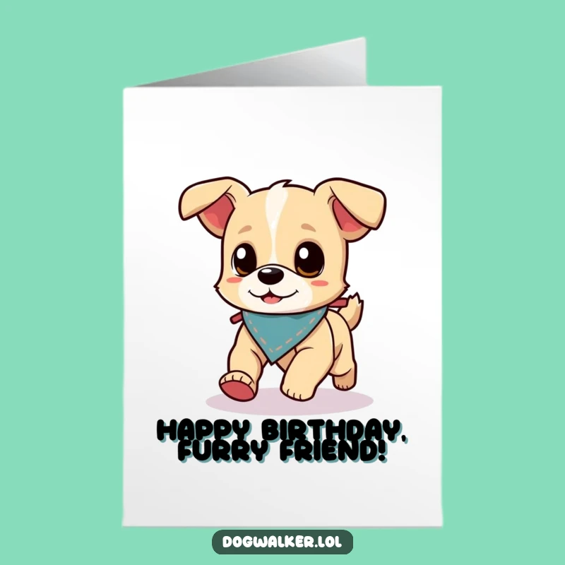 Free Printable Birthday Card: Energetic Dog Runner, Bandana, Instant Download