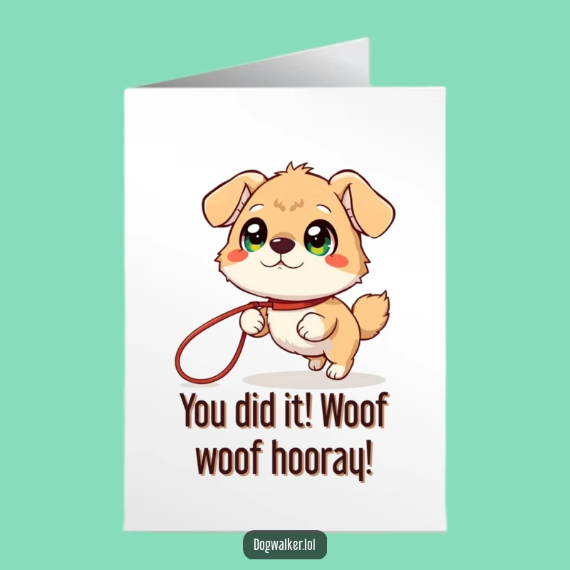 Free Printable Congrats Card: Giggling Animal Leash Celebration!