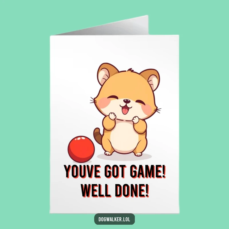 Free Printable Congrats Card: Playful Animal Ball Catch Celebration!
