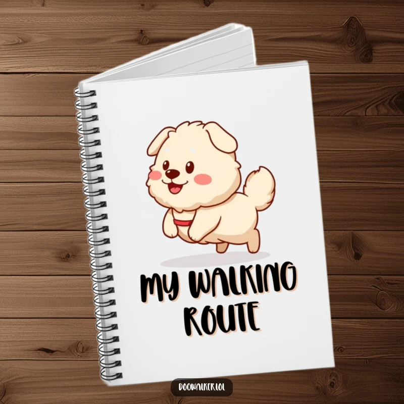 Funny Notebook: A fluffy dog happily pulls a smiling dog walker sprite, ready for your notes and doodles.