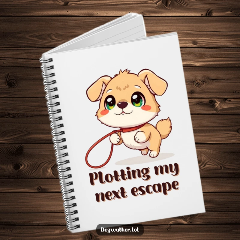 Funny Notebook: A giggling animal with big eyes is playfully tugged by a leash, ideal for jotting down funny thoughts.